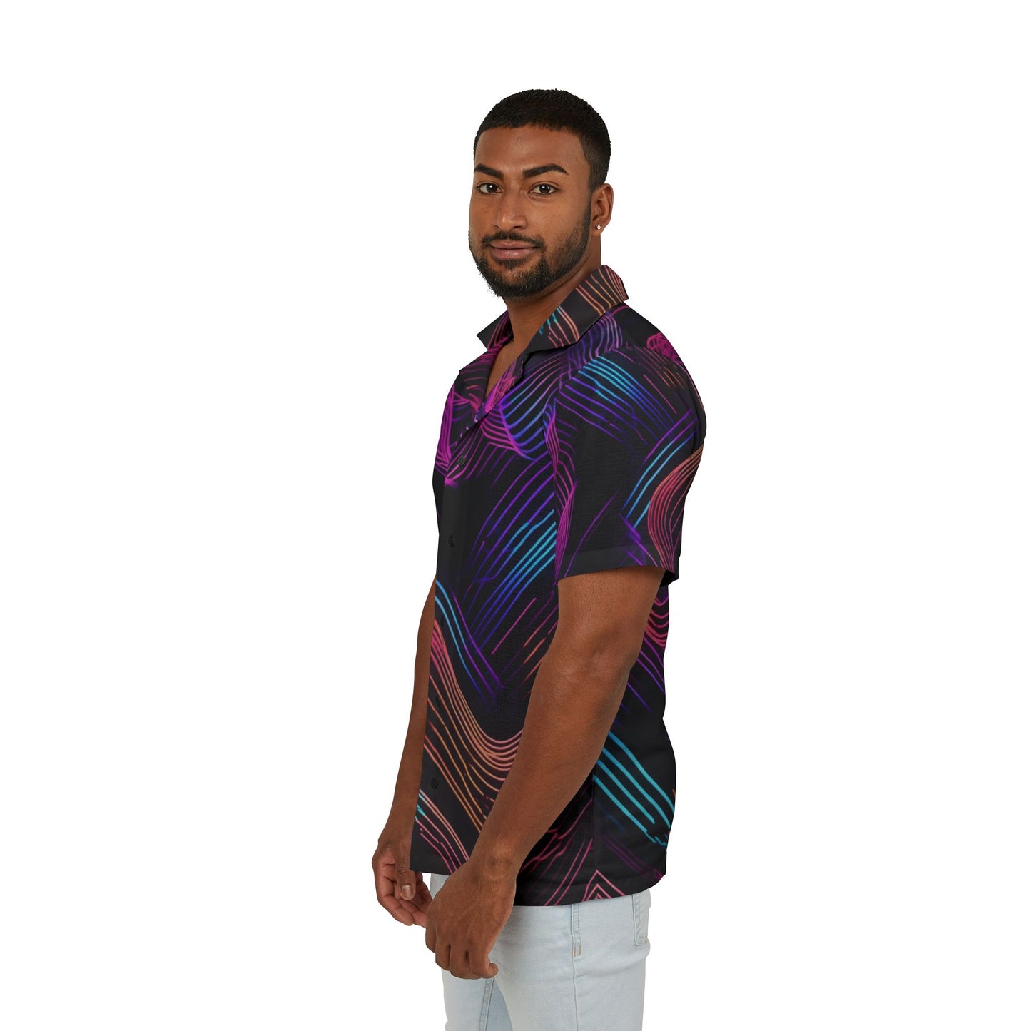Men's Hawaiian Camp Shirt | Vibrant Abstract Print for Summer Vibes