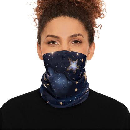 Cosmic Winter Neck Gaiter with Drawstring - Starry Night Design