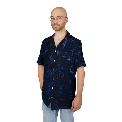 Men's Hawaiian Button-Down Shirt - Cosmic Star Pattern for Summer Vibes