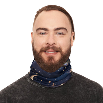 Cosmic Winter Neck Gaiter with Drawstring - Starry Night Design