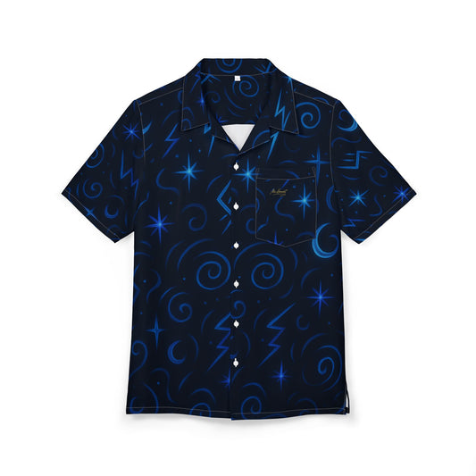 Men's Hawaiian Button-Down Shirt - Cosmic Star Pattern for Summer Vibes