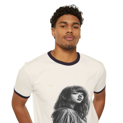 Vintage-Inspired Cotton Ringer T-Shirt