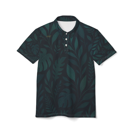 Tropical Leaf  Polo Shirt - Perfect for Casual Outings and Summer Events